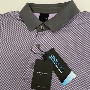 Dunning Golf Men's‎ CoolMax Purple /Gray Geometric Polo Shirt Stretch Size L NEW